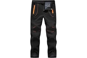 TBMPOY Men's Snow Ski Hiking Pants Waterproof Winter Fleece Lined Pants Camping Skiing Ice Fishing Pants with Belt