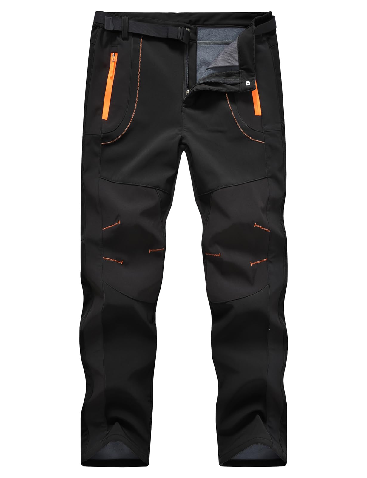 TBMPOY Men's Snow Ski Hiking Pants Waterproof Winter Fleece Lined Pants ...