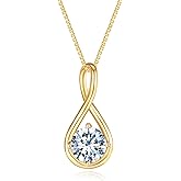 YQWHKJ Sterling Silver 1-2CT Moissanite Necklace for Women, D Color Pendant GRA Certified White/Yellow Gold Perfect Jewelry Gifts