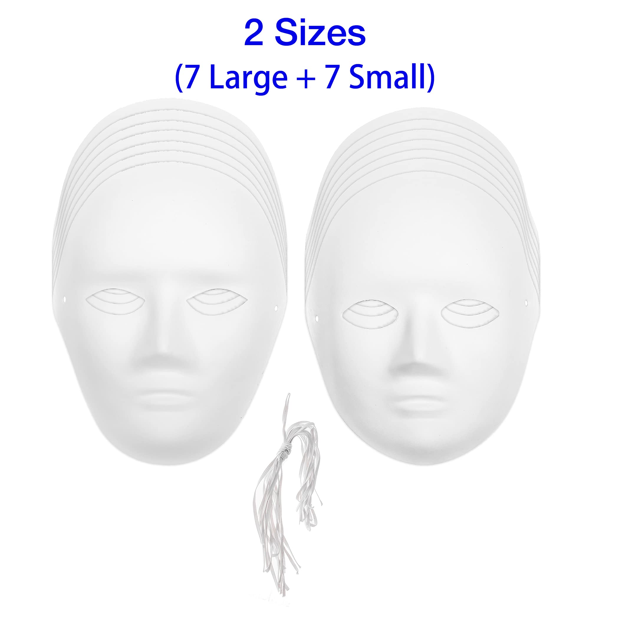 CALPALMY 14&30 Packs Paper Mache Mask - 2 Sizes for Artistic Projects, Theater, Halloween, Masquerade Parties, Classroom Art