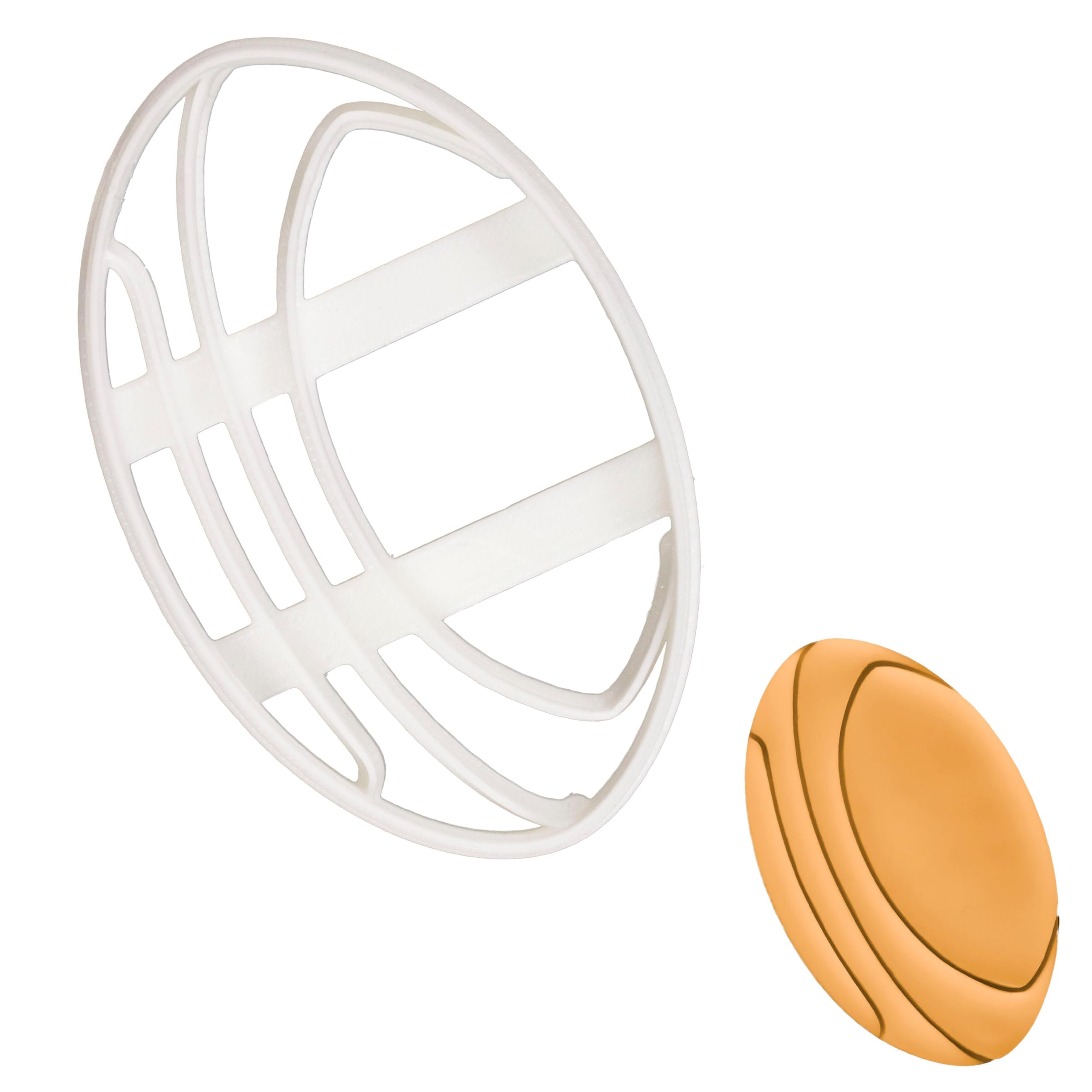 BAKERLOGY Rugby Ball Cookie Cutter - Detailed Biscuit Cutter Design for Baking and Crafts, Ideal on Fondant, Dough, Clay