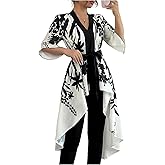 MakeMeChic Women's Floral Bell Sleeve Blouse V Neck High Low Tie Front Work Dressy Tops