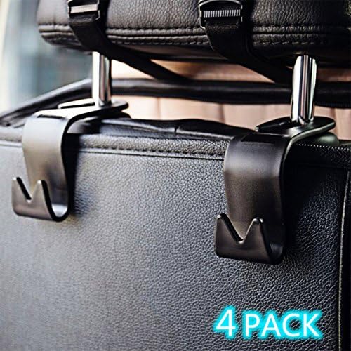 Car Back Seat Headrest Holder Hooks YOMOSI 4 PCS Auto Seat Headrest Portable Organizer Holder Hooks Grocery Shopping Bag Travel Vehicle Car Safety Hanging Hook Carrier