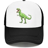 Fenmshairy Boys' Fierce T-Rex Dinosaur Trucker Hat for Youth Toddler, Adjustable Snapback Mesh Baseball Cap for Kids Ages 2-8