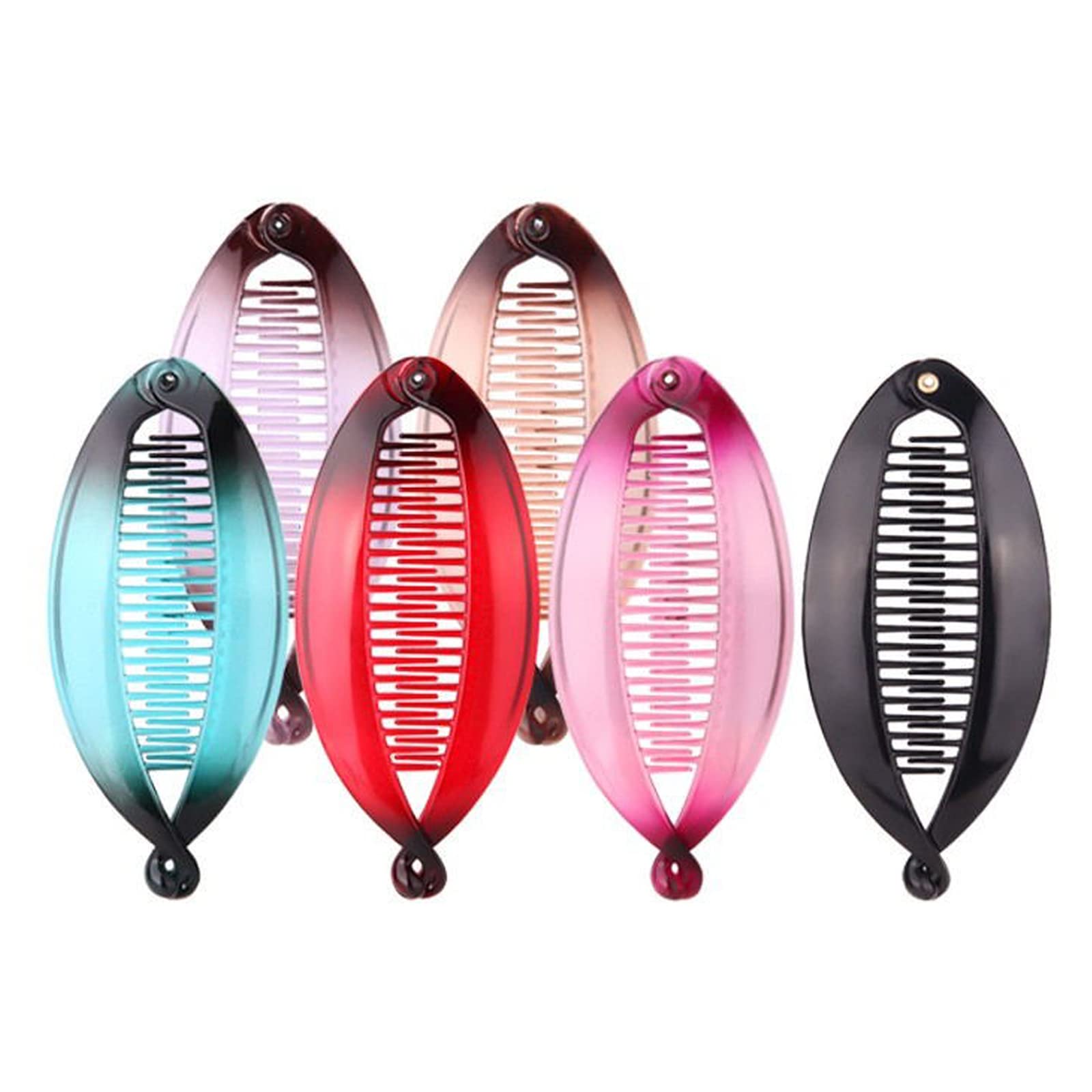 NITAIUN 6 Pieces Banana Fish Hair Clips, 14 cm Slide Clips for Ladies, Small Comb Hair Accessories for Women (6 PCS)