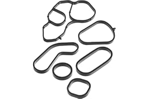 Hihaha No.11428643747/11428643758 Oil Cooler Gasket for Mini Cooper 2007-2013 / Inner Engine Oil Filter Adapter Gasket/Durable Rubber / 1Set Black