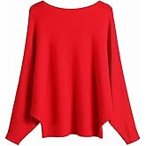 EDSTAR Women Dolman Batwing Sleeves Knitted Sweaters Winter Boat Neck Pullovers Tops