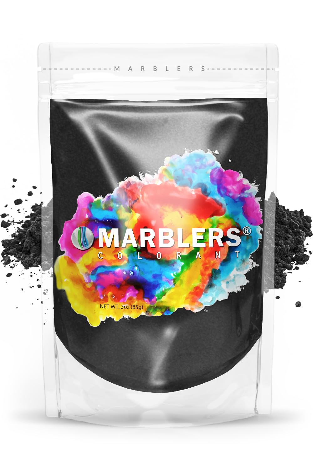 MARBLERS Black Mica Powder [True Black] 3oz (85g) | Cosmetic Grade | Epoxy Resin Pigment | Dye | Non-Toxic, Vegan, Cruelty-Free | Lip Gloss, Nails, Body Butter | Bath Bomb, Candle & Soap Making