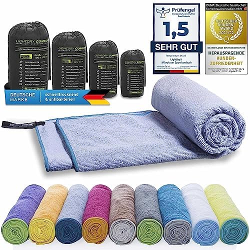 Original microfiber backpack sports towel for women and men travel towel extremely quick-drying sports beach and bath towel absorbent, light and antibacterial different sizes (80x40cm, Blue-Grey)