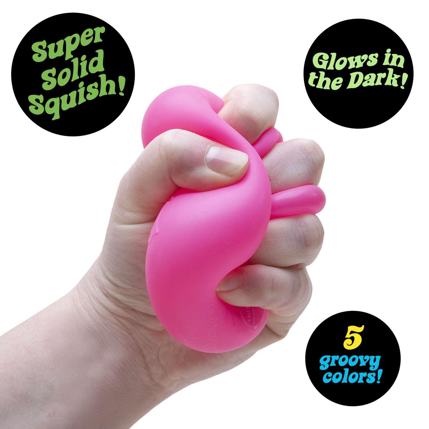 Schylling NeeDoh Nice Cube Glow - Sensory Toy with a Super Solid Squish - Glows in The Dark and Always Returns to its Square Shape - Ages 3 and Up - Color May Vary; One Cube Per Pack