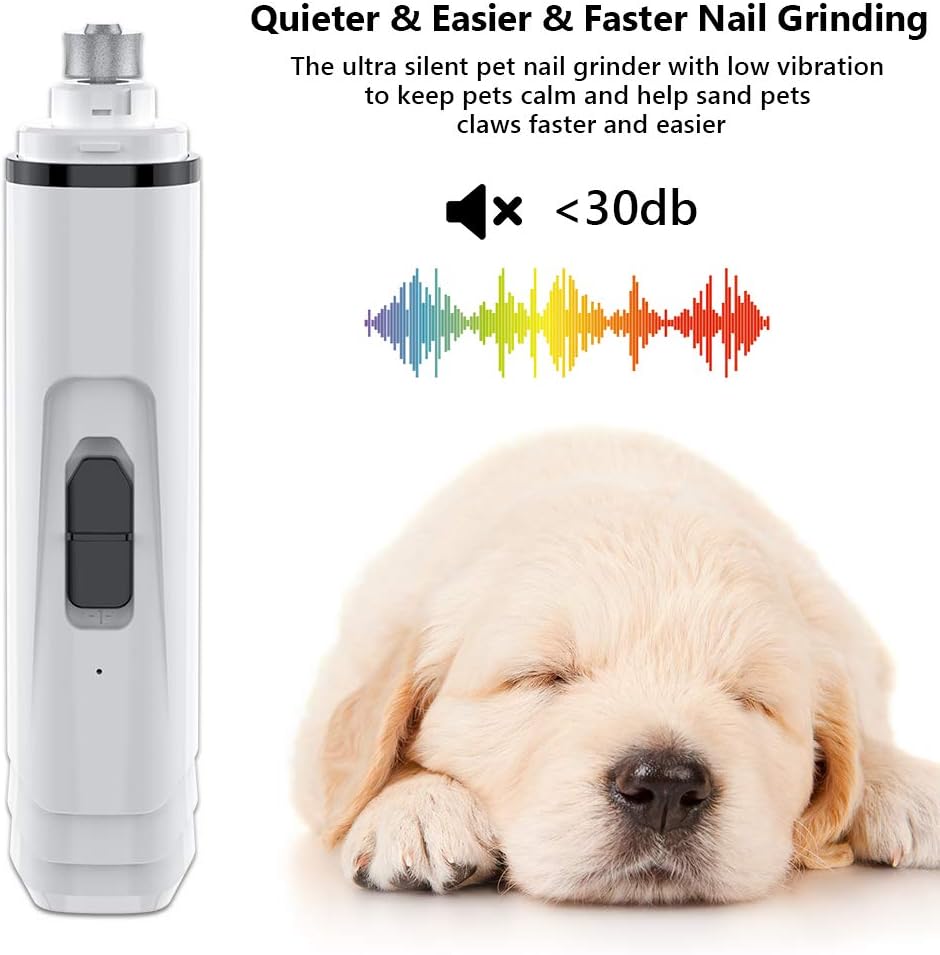 DELOMO Pet Nail Grinder for Dogs & Cat Quiet, 2 Speed and 3 Ports Nail Grinder, Electric Dog Nail Trimmers, Portable and Rechargeable Dog Nail Grinder for Large Dogs, Trimming your Pets Nail Smoothing
