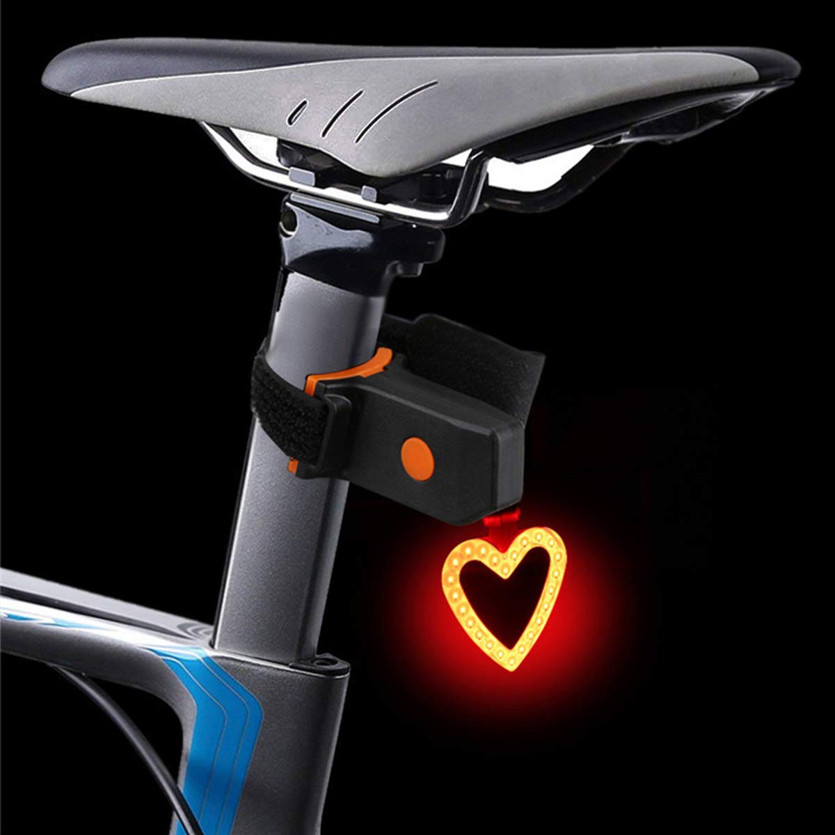 HugeAuto Bike Tail light-USB Rechargeable Bike Bicycle Tail Warning Light Rear Safety 5 modes Heart shaped