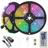 LED Strip Lights, 32.8 ft RGB Flexible Led Light Strip 600 LEDs, SMD 5050 Mood Lights, 44 Key IR Remote RGB Control for Indoor and Outdoor DIY Decoration,12V 5APower, IP65 Waterproof Dustproof