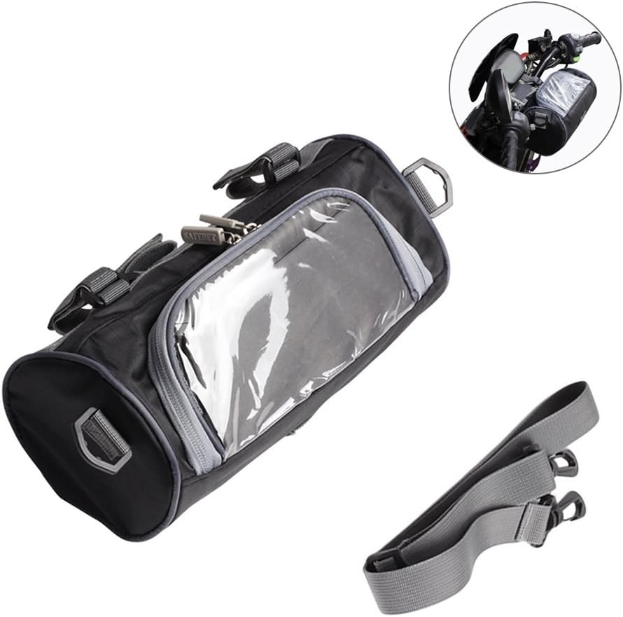 XiaoqingmiaoMotorcycle Windshield Bag Front Fork Bag, Motorcycle Motorbike Tool Front Forks Bag Luggage Storage Container with 5.5 inch Transparent Touch Screen Small bag and Adjustable straps