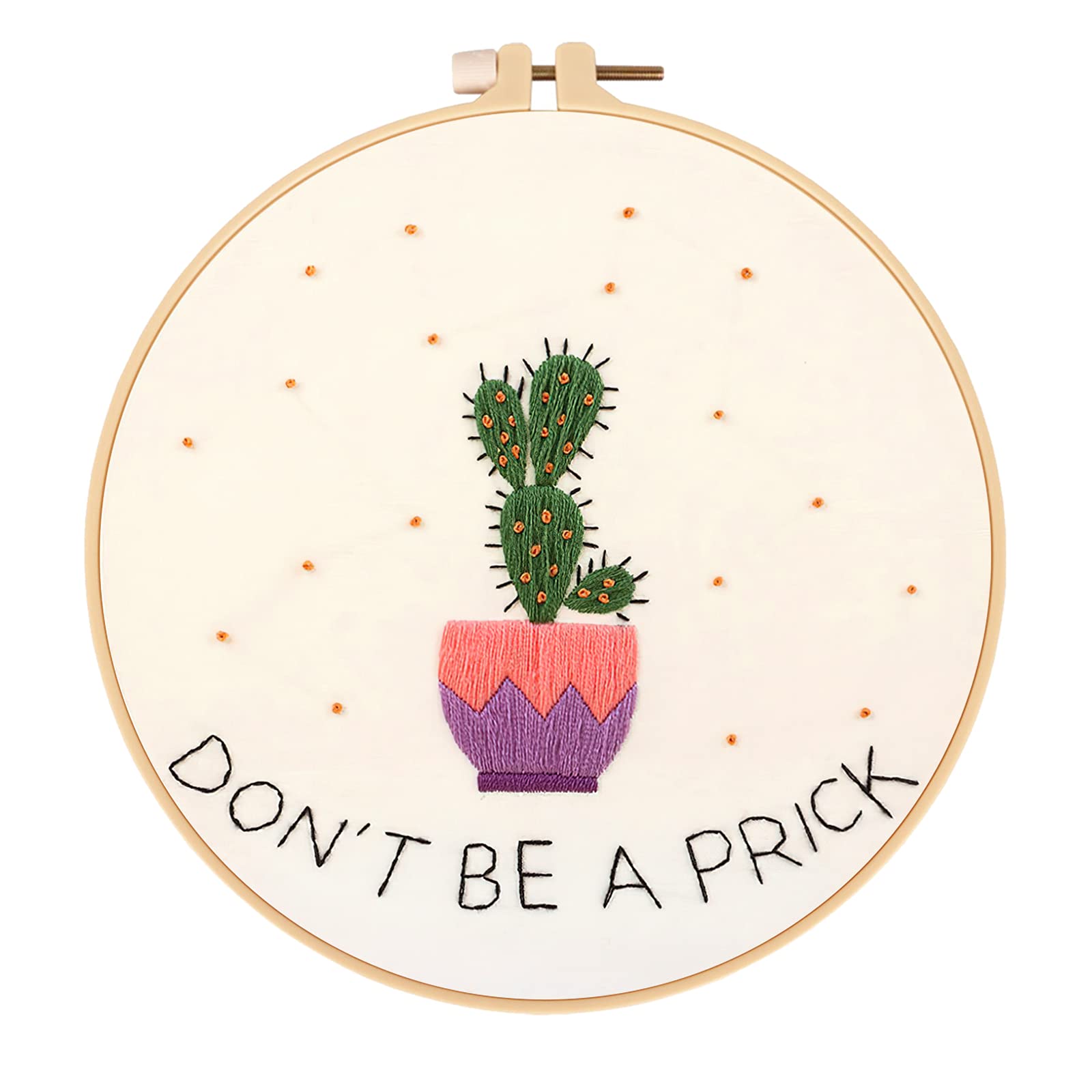 MWOOT Embroidery Starter Kit with Cactus Pattern, DIY Cross Stitch Stamped Embroidery Kit for Adults and Kids Beginner Starter
