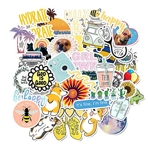 image for Acekar Stickers for Water Bottles, | Big 46-Pack | Cute,Waterproof,Aes