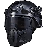 Airsoft Helmet and Mask, Tactical Full Face Skull Mask, Military Paintball Helmet with NVG Mount,and Side Rail - Complete Airsoft Gear