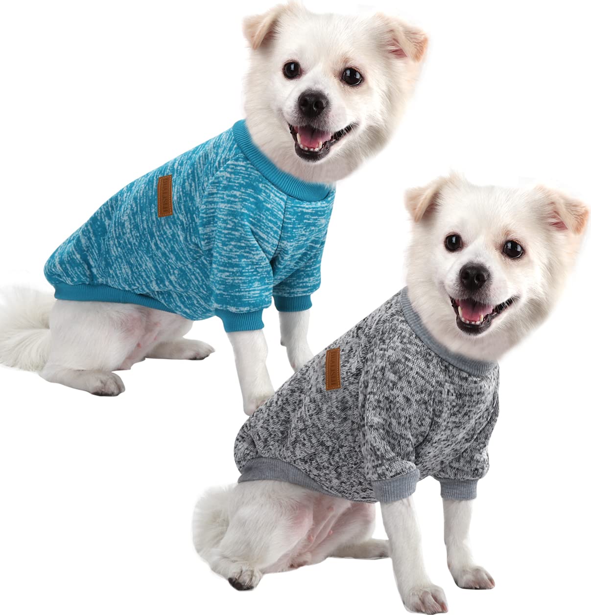 HuaLiSiJi Dog Jumper Dog Hoodie Sweatshirt Chihuahua Jumper Christmas Sweater Fleece Inside Soft Cozy Colour Vibrant Easy to Take On and Off (Blue+Grey XL)