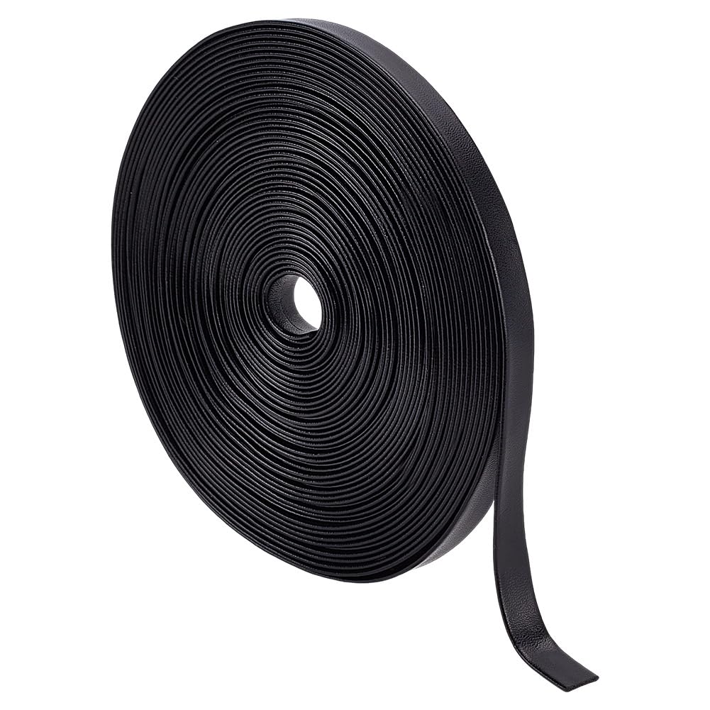 HOBBIESAY 1mm Wide Leather Strips With Stitching Flat Imitation Leather Cord Black Double Sided Imitation for Crafts DIY Projects Clothing Pet Collars Traction Ropes Belt Keychains Wrapping
