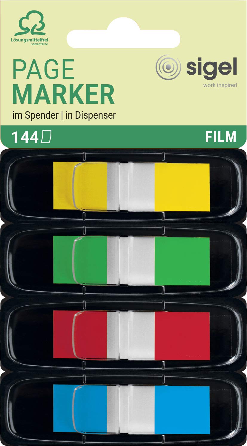 SIGEL HN495 Index Page Marker, Film, strip-size:12x43 mm, 144 strips, 4 colours