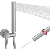KATAIS Brushed Nickel Dual Modes Brass Shower Wand High Pressure 7 Inch Brushed Finish Shower Head Sprayer Hand 2 In 1 Functi