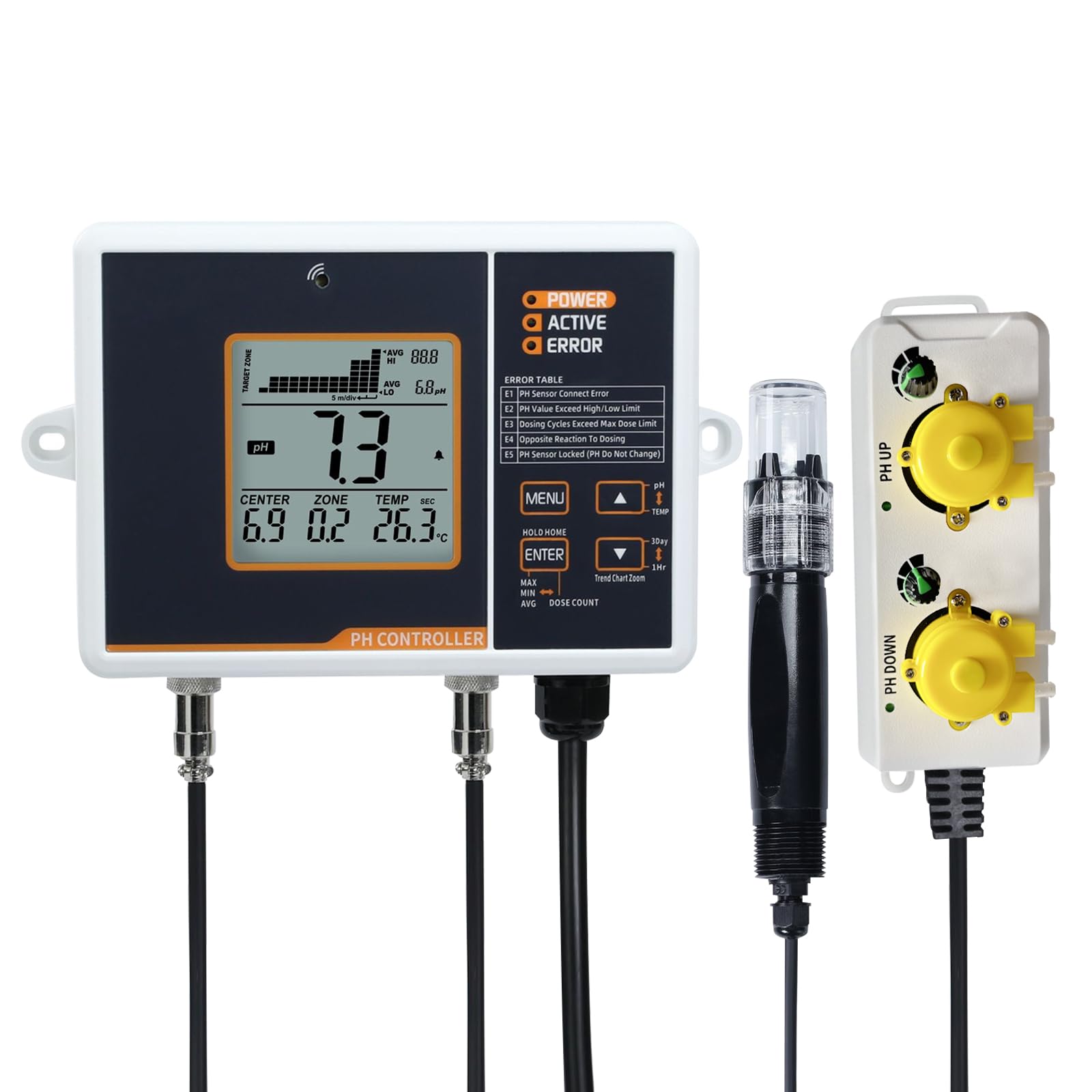 Photo 1 of Smart pH Controller, Dual Relay Digital pH Monitor with Dosing Pump & Dual Relay for pH Up , pH Meter with Temperature Compensation for Hydroponic System, Indoor Plant Grow, Aquarium