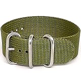 DaLuca Ballistic Nylon NATO 1 Piece Watch Strap - Olive (Matte Buckle) : 20mm