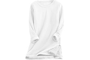 YRAETENM Fleece Sweatshirts for Women Warm Sherpa Lined Crewneck Pullover Soft Casual Loungewear Winter Thermal Tunic Tops