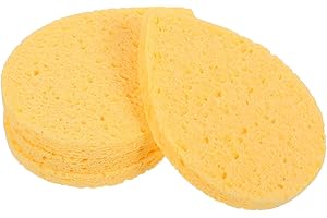 DIYEAH 4Pcs Yellow Waterdrop-Shaped Facial Sponges Reusable Cellulose Makeup Remover Pads Compact