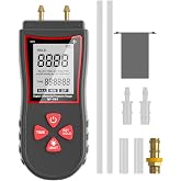Manometer, Professional Air Pressure Meter, Dual-Port HVAC Digital Manometer Gas Pressure Tester, 11 Selectable Units Differential Pressure Gauge, -35.1 to 35.1 Kpa (Included Battery)