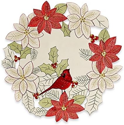 Homewear Linens Cardinal Cutwork Placemat, 100% polyester | 16" L x 16" W x 1" H