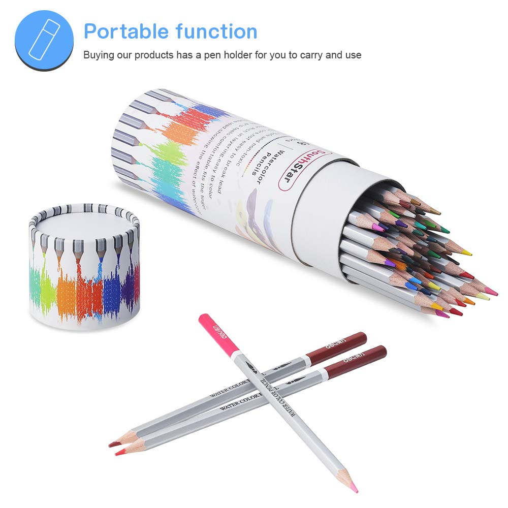 Watercolor Pencils,48 Colored Pencils Set Premier Soft Core,Multicoloured Art Drawing Pencils in Bright Assorted Shades, Ideal for Coloring, Watercolor Techniques