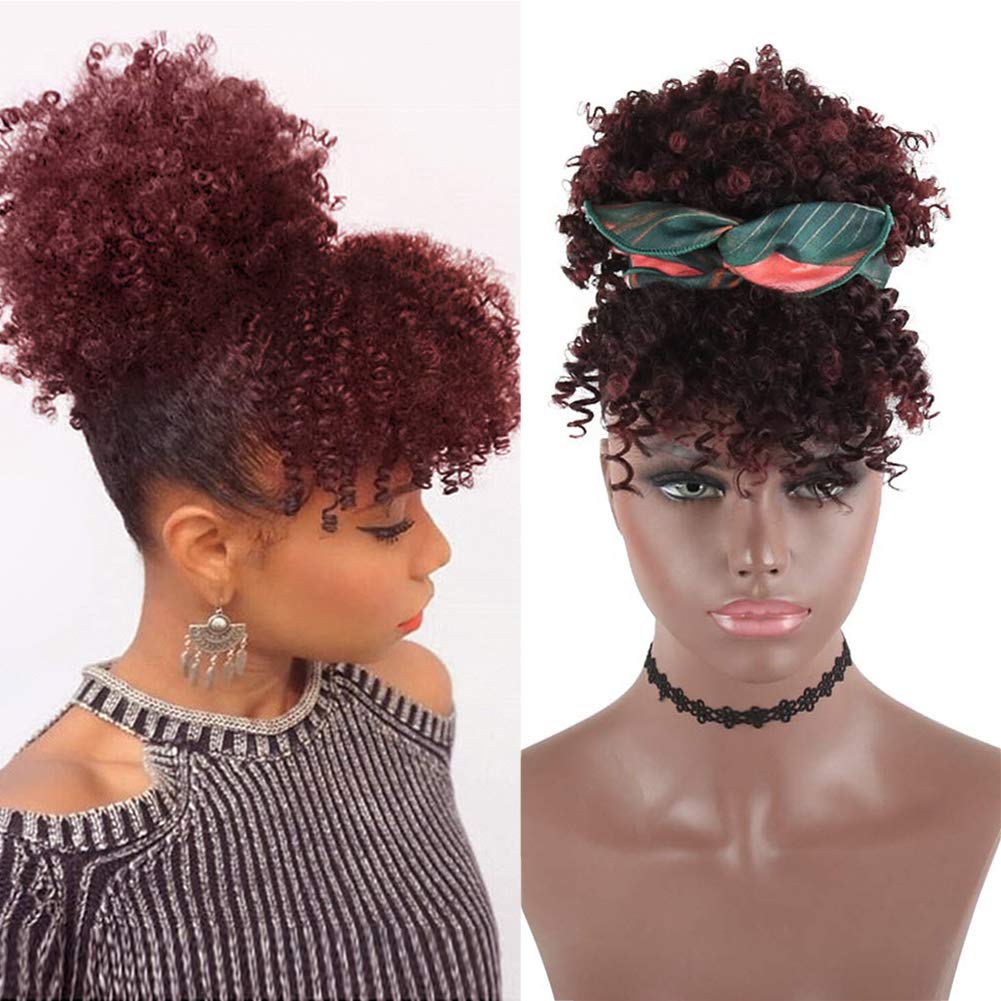 Amazon Com Krsi Afro Puff Clip Ponytail Drawstring With Bangs