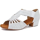 Low Heel Women Ballroom Dance Shoes Salsa Batchata Social Beginner Practice Wedding Dancing 1.5in Heels YT04