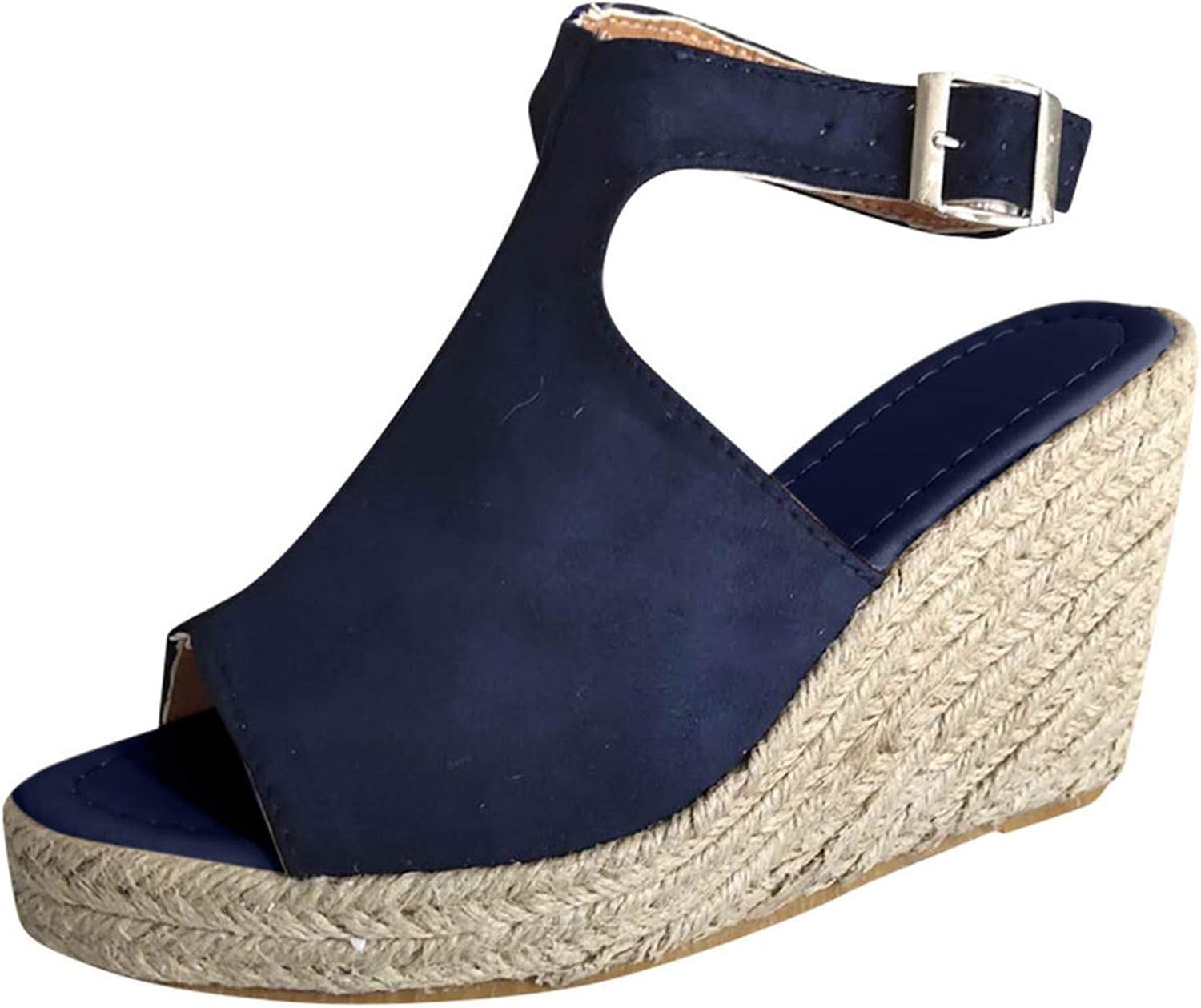 Amazon.com | Wedge Sandals for Women Fashion Solid Peep Toe Buckle Strap EVA Sloe Hight Heel 