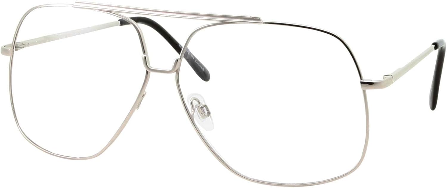 XL Mens Aviator Clear Lens Eye Glasses Square Fashion Oversized 62mm