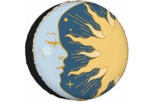 NOMEDOGYIM Big Moon Spare Tire Cover 15 inch Wheel Moon and Sun in Circular Frame Protectors Weatherproof Universal for Trailer Tire Cover Rv SUV Truck Camper Travel Trailer