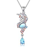 ONEFINITY Unicorn Necklace Sterling Silver Unicorn Moonstone Pendant Necklace Unicorn Jewelry Gifts For Women