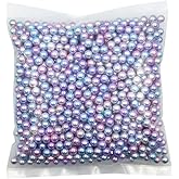 INSPIRELLE 1100 Pieces Gradient Undrilled ABS Art Faux Pearls for Vase Fillers, 8mm Pink-Lilac No Hole Makeup Beads Mermaid Imitation Round Pearl Beads for Table Scatter Home Wedding Decoration
