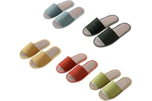 CYlovinho 5-6 Pairs Spa Slippers, Non Slip Disposable Slippers for Guest, Washable Foldable Indoor Slippers, Open Toe Linen Spa Slippers for Women Men