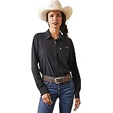 ARIAT Women's Venttek Stretch Long Sleeve Button Down Western Shirt Black X- US