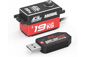 AGFRC 19KG High-Torque Low-Profile Digital-Servo - 0.073s High Speed, Full Metal Gear, Brushless Motor, Programmable RC Servo Motor for 1/10 RC Cars, Robots (A50BHL&AGF-SPV3)