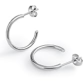 Altitude Boutique 18K Small Gold Hoop Earrings For Women | Gold Plated Thin Tube Earrings | Lightweight, Hypoallergenic Chunky Gold Open Hoops (Gold, Silver)