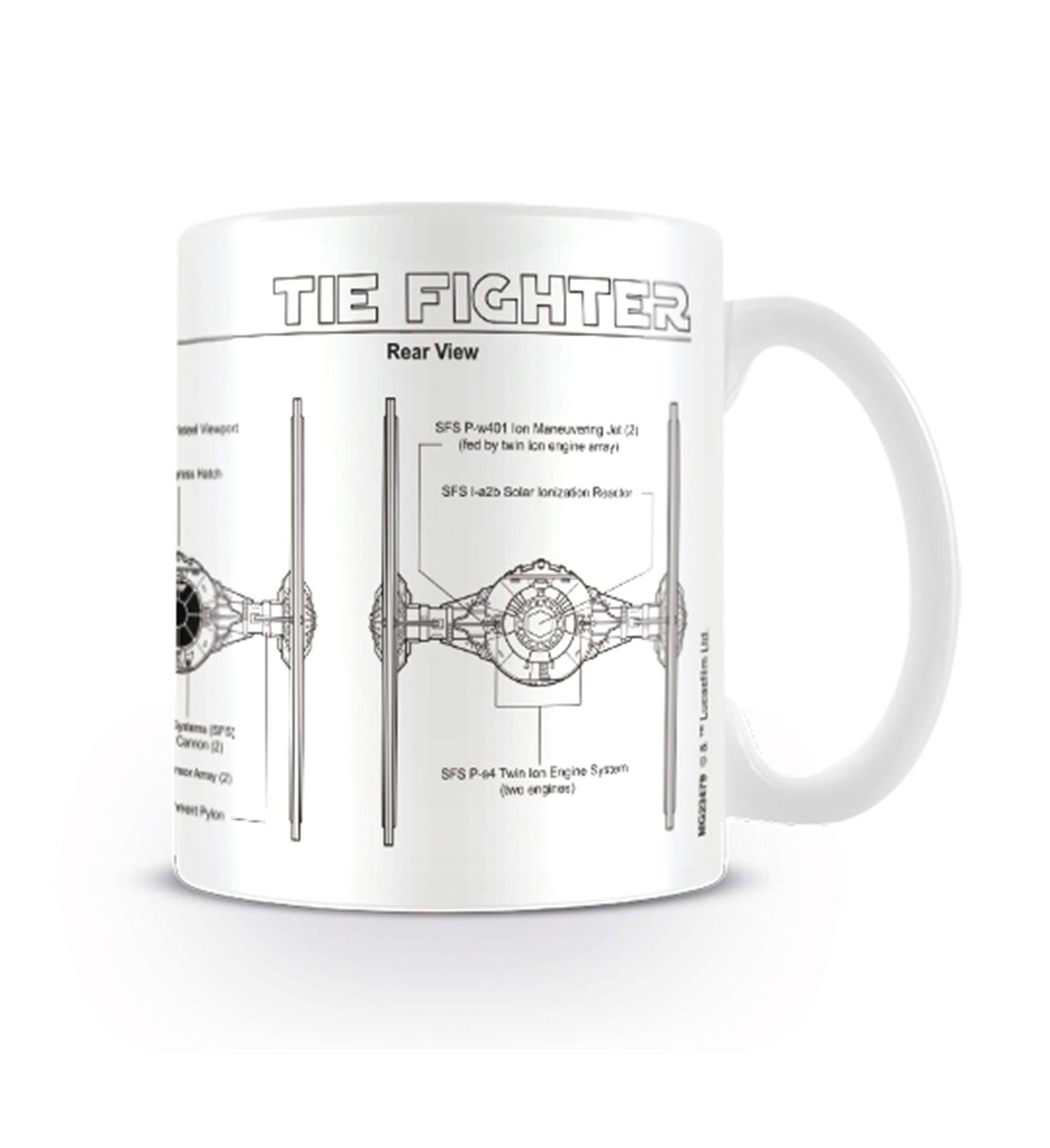 Star Wars Pyramid International "(Tie Fighter Sketch) "Official Boxed Ceramic Coffee/Tea Mug, 11 oz, Multi-Colour, 315 ml