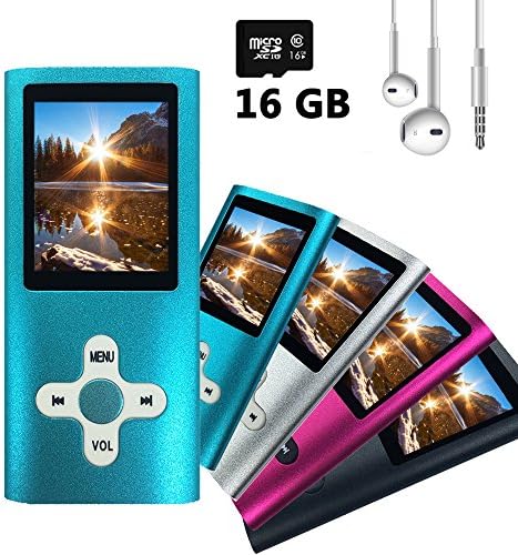 Wyne Technology 16GB MP3 MP4 Player with Assorted Micro SD Slot Fashion Durable Portable Music Player Energy Saving FM Radio Turner Video Player Photo Viewer Voice Recorder (Blue)