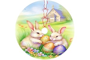 HSBOLEDIY Easter Bunnies Eggs Christmas Tree Skirts 36", Xmas Tree Cloth Mats Trees Skirts for Decor Gift, Home Decoration