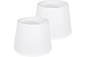 KOORLE Lamp Shades Set of 2, White Large Lampshades 10" Top x 13" Bottom x 10" High (Spider), Drum lampshade Natural Linen Hand Crafted for Table Lamps Floor Lamps, Easy Assembly Required