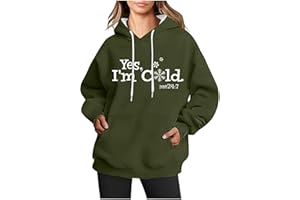 BINMER Yes I'm Cold I'm Always Cold Hoodies for Womens Oversized Sweatshirt Funny Letter Print Tops Fall Loose Pocket Blouse