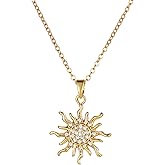 18K Gold Plated Pendant Necklaces for Women, Strawberry, Sun, Flower, Cherry, Maple Leaf Pendant, Dainty Cubic Zirconia Charm Link Chain, Trendy autumn fall Jewelry, Christmas Gifts
