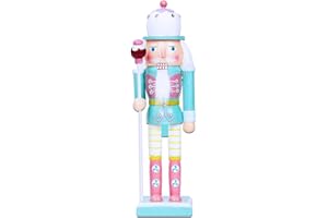 DKEPA Pastel Christmas Nutcracker Decorations - 10" Wooden Candy Nutcracker Soldier Figures Christmas Doll Ornament for Girl Festival Party Xmas Gift Desktop Home (Green)